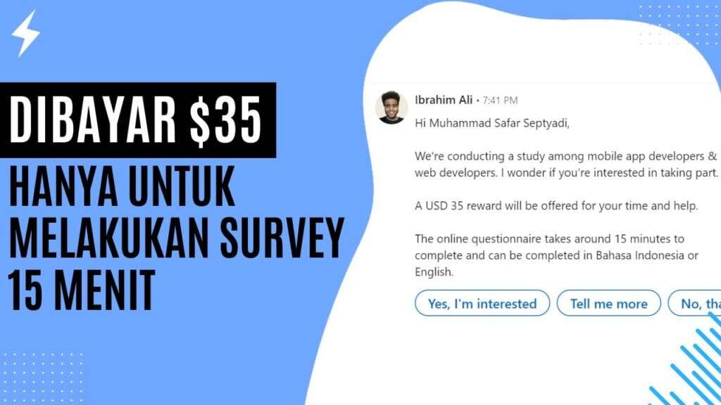 Dibayar $35 Hanya Untuk Melakukan Survey 15 Menit