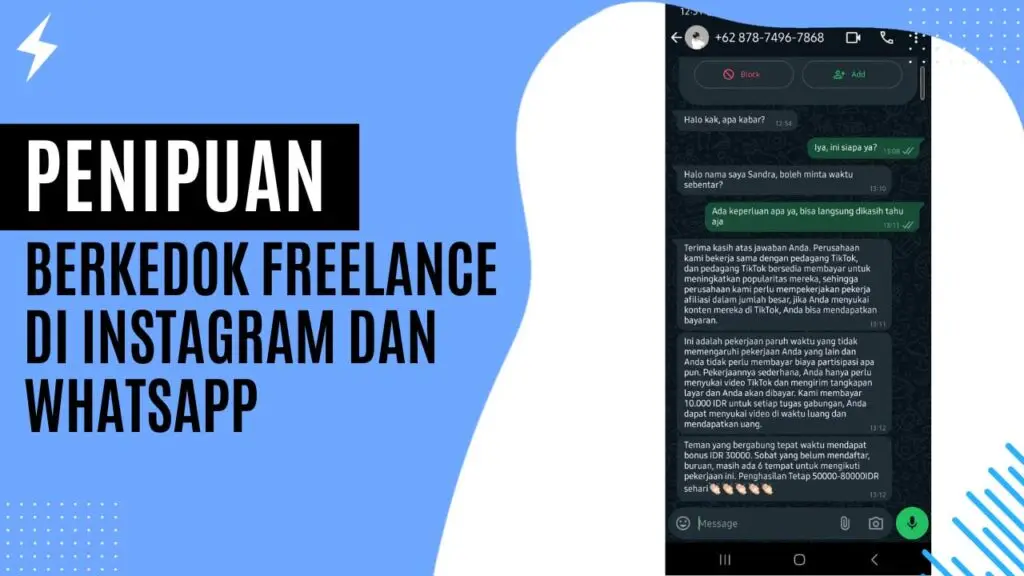 Penipuan Berkedok Freelance di Telegram dan Whatsapp
