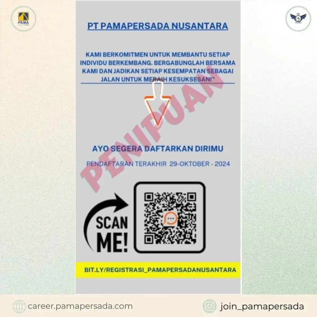 Hati-hati Penipuan Loker Palsu Mengatasnamakan PT. PAMA