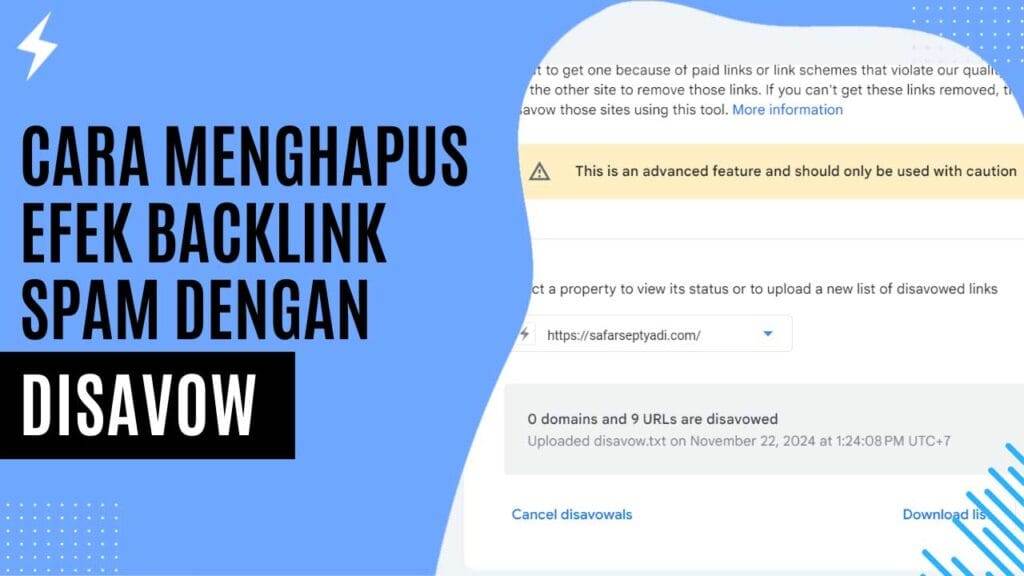 Cara Menghapus Efek Backlink Spam dengan Disavow