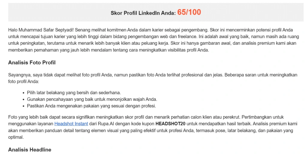 Skor Profil Linkedin