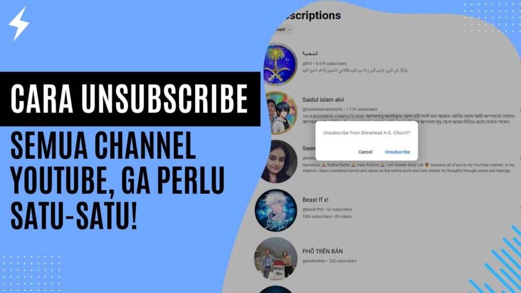 Cara Unsubscribe Semua Channel Youtube, Ga perlu satu-satu!